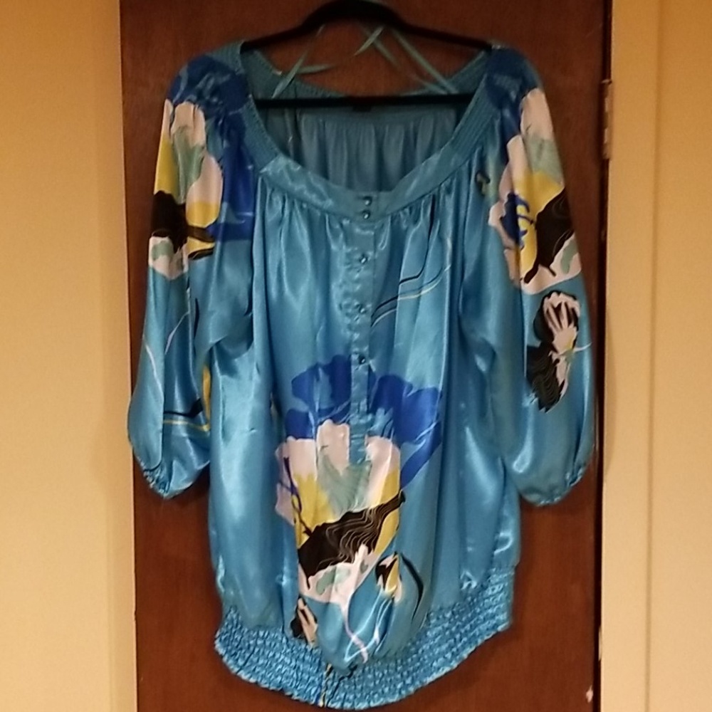 Blue Ashley Stewart blouse